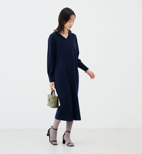 NOLLEY'S sophi「【WEB限定】《手洗い可能》片衿パール総針コクーンワンピース」|ワンピース|