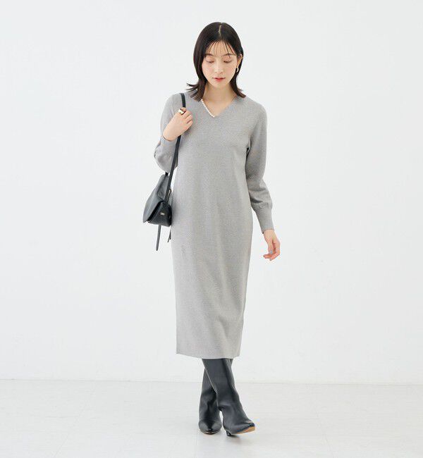 NOLLEY'S sophi「【WEB限定】《手洗い可能》片衿パール総針コクーンワンピース」|ワンピース|