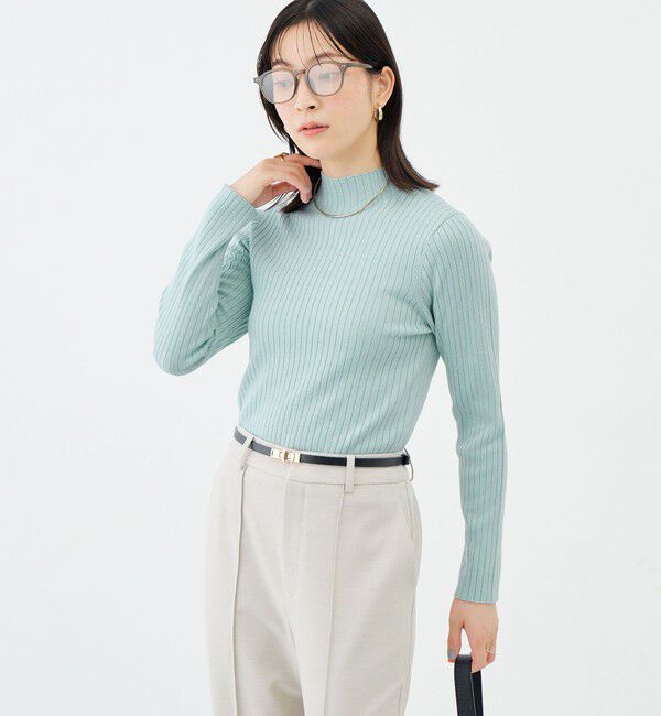 NOLLEY'S sophi「《手洗い可能》ワイドリブハイネックプルオーバー」|ニット・セーター|ミントグリーン