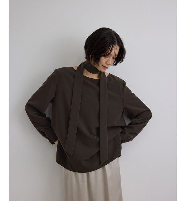 SALON adam et rope'「【WEB限定】マットサテン2WAYプルオーバー / イージーケア・セットアップ対応」|シャツ・ブラウス|ブラウン系(22)