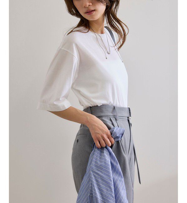 ROPE「【洗える】グレイス天竺 5分袖Tシャツ」|Tシャツ・カットソー|