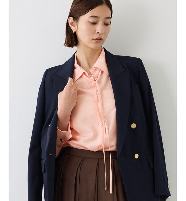 ROPE「【J'aDoRe・一部店舗限定サイズ】チョーカー付きロングカフスナローシャツ(取り外し可能)/イージーケア」|シャツ・ブラウス|ピンク(63)