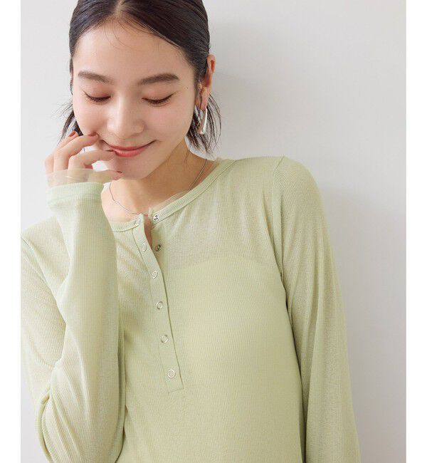VIS「シアーヘンリーロングスリーブTシャツ」|Tシャツ・カットソー|ライトグリン(33)