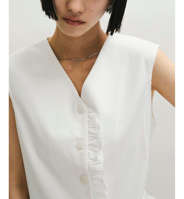 ADAM ET ROPE'「【WEB限定】ラッフルコンビスリーブレストップス」|Tシャツ・カットソー|