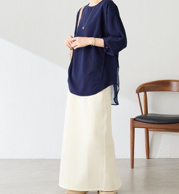  「シアー切替カットジョーゼットプルオーバー」|Tシャツ・カットソー|