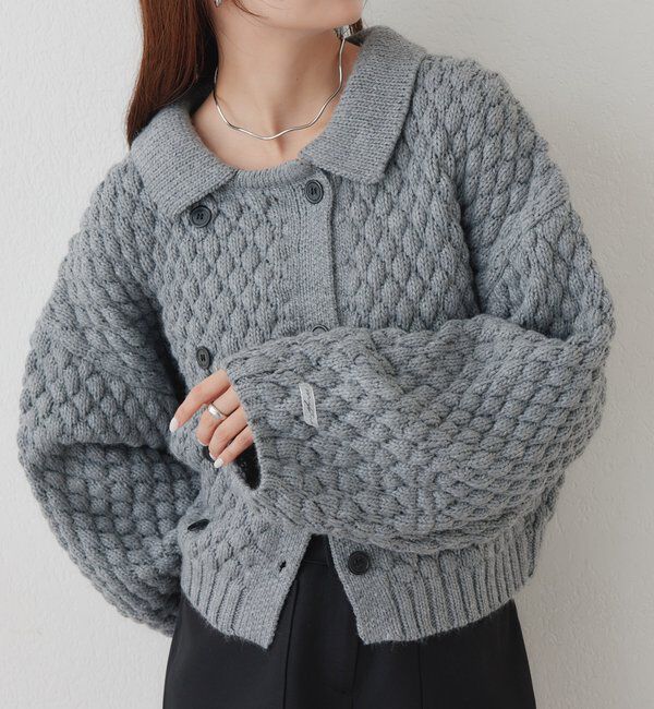  「【BRN／WEB限定カラー】ぽこぽこダブルボタンカーディガン」|カーディガン|
