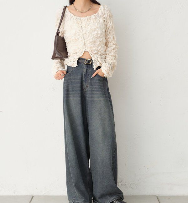 「26AWベルト付きカーブワイドデニム」|デニム|