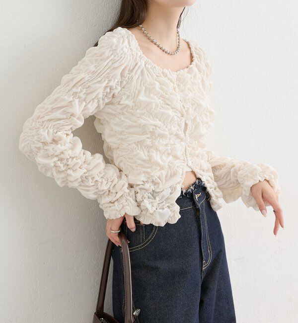  「長袖ベロアシャーリングカーディガン」|Tシャツ・カットソー|