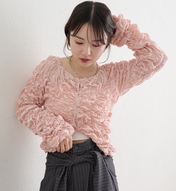  「長袖ベロアシャーリングカーディガン」|Tシャツ・カットソー|