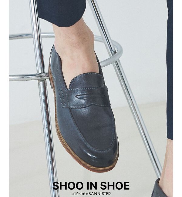 alfredoBANNISTER「【SHOO IN SHOE】定番 コインローファー/ビジネスシューズ」|ローファー|ネイビー