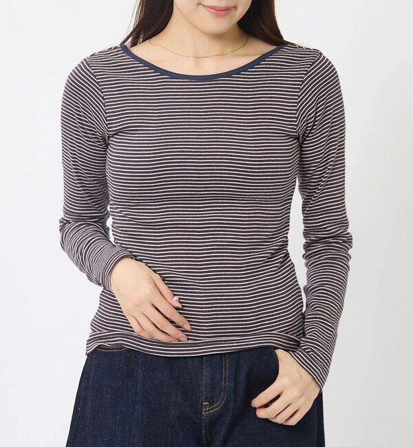Rouge vif「【Robert P. Miller】パネルリブ バックオープンロンT / 背あき」|Tシャツ・カットソー|ブラウン系その他1