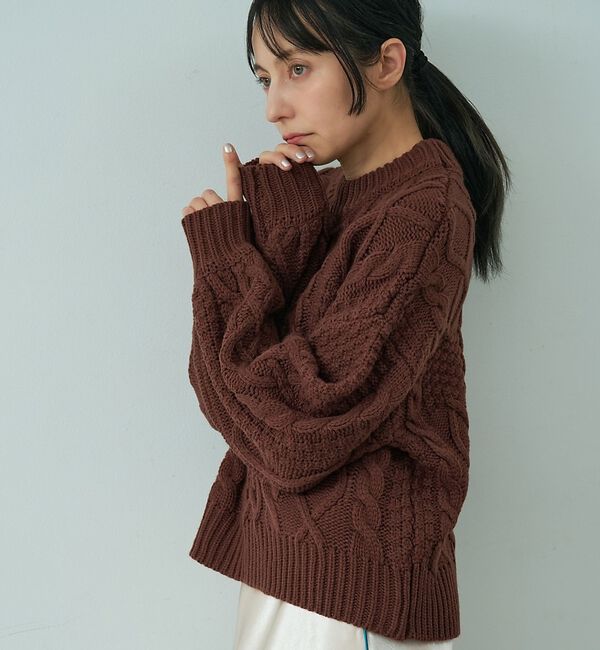 abahouse mavie「【ベッキーコラボ】ケーブル編みニット」|ニット・セーター|ブラウン