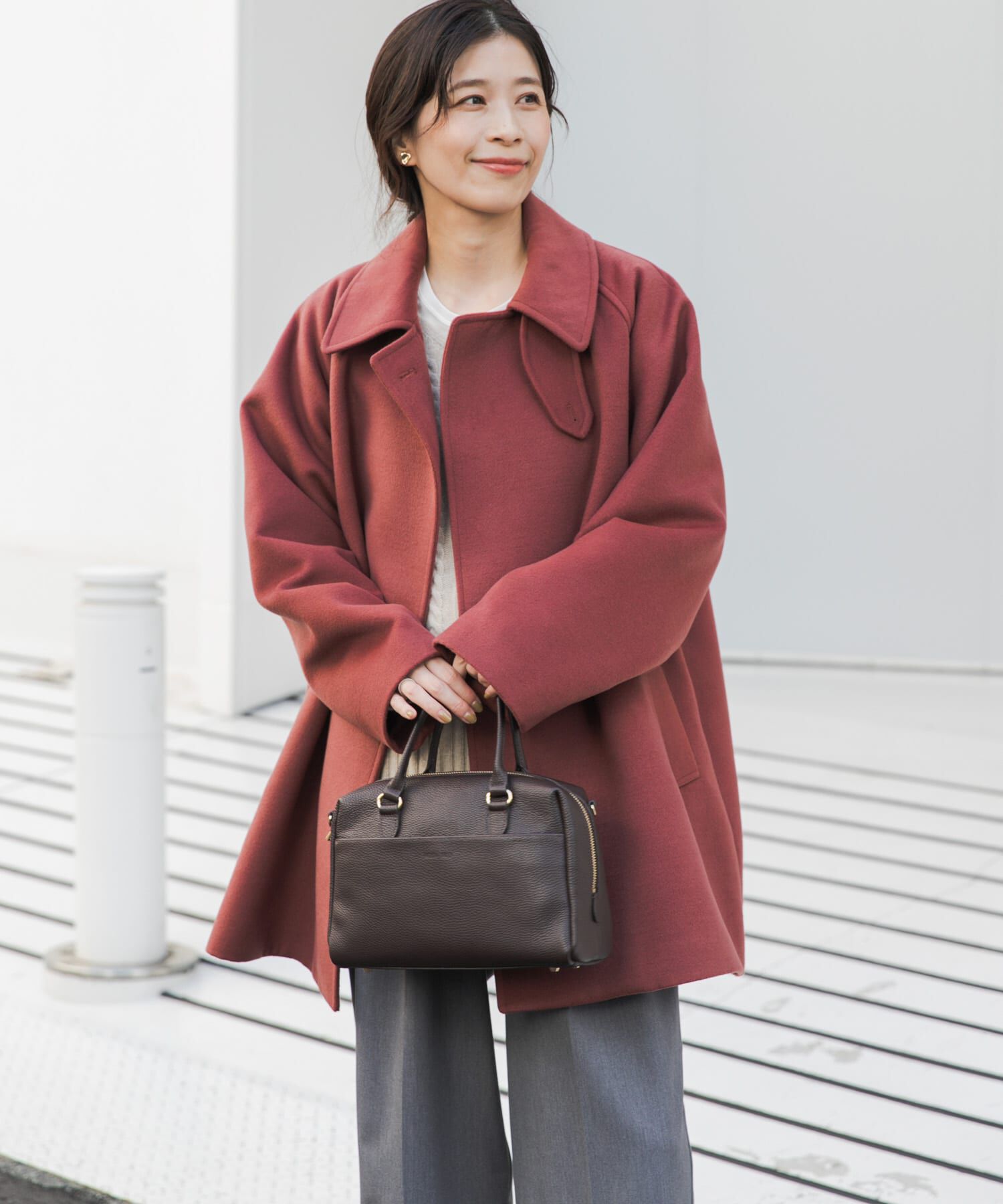 URBAN RESEARCH DOORS「『UR TECH』ミドル丈コート」|ノーカラーコート|