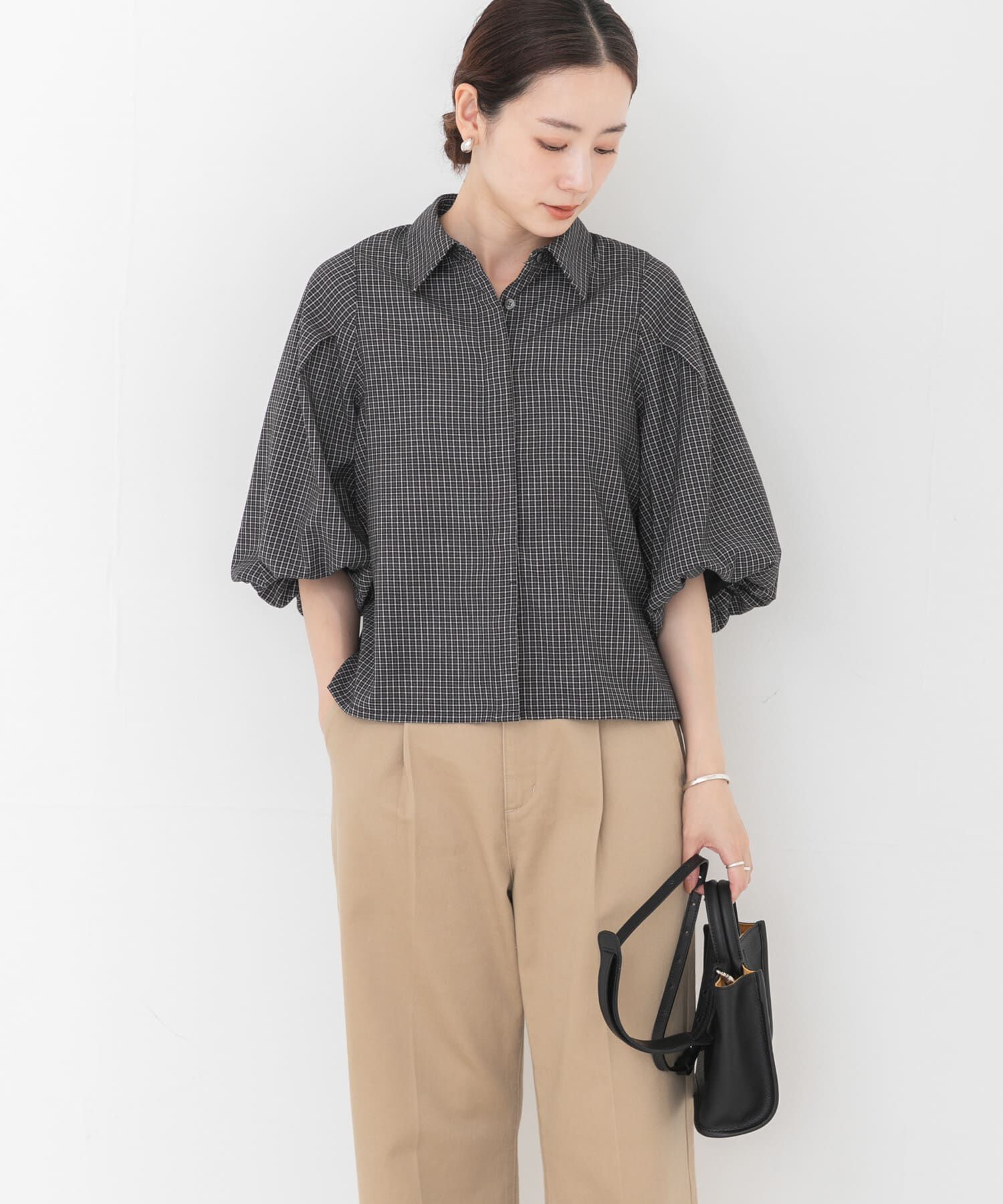 URBAN RESEARCH「グラフチェック袖ボリュームシャツ」|シャツ・ブラウス|