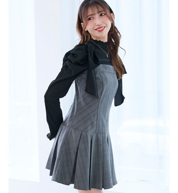  「ショルダーリボンミニワンピース」|ワンピース|