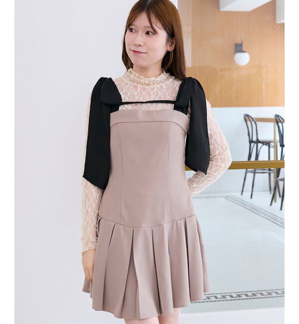  「ショルダーリボンミニワンピース」|ワンピース|
