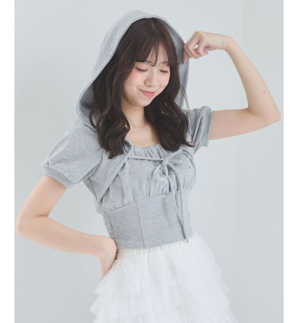  「フード付きキラキラスウェットトップス」|Tシャツ・カットソー|