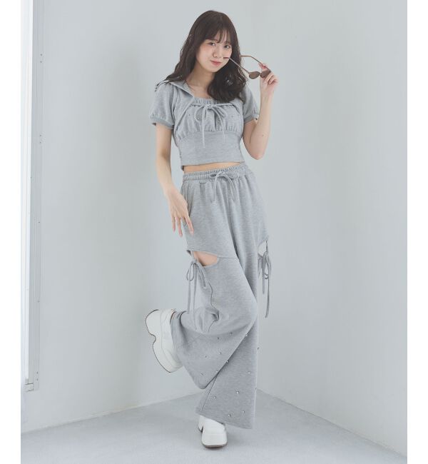  「フード付きキラキラスウェットトップス」|Tシャツ・カットソー|