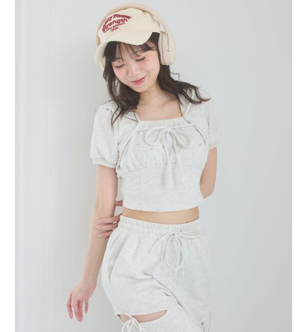 「フード付きキラキラスウェットトップス」|Tシャツ・カットソー|