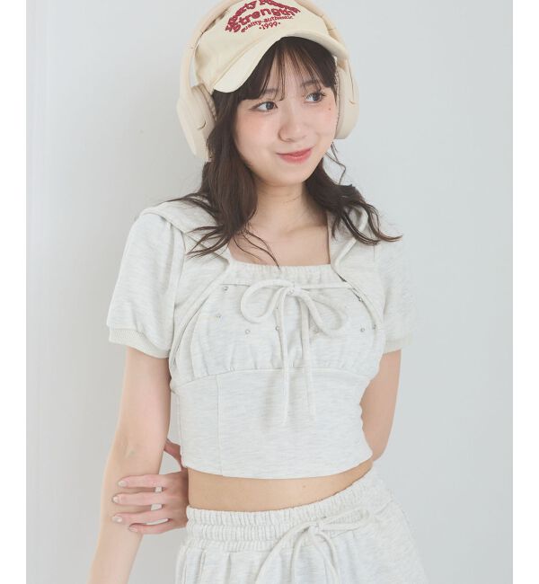  「フード付きキラキラスウェットトップス」|Tシャツ・カットソー|