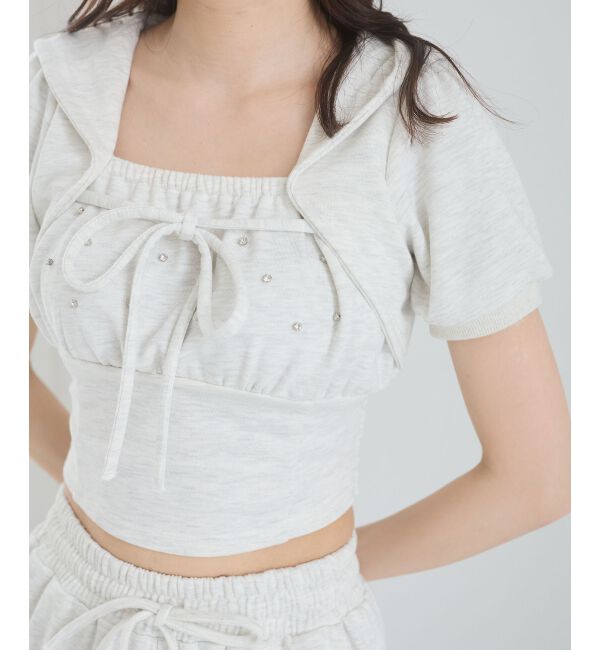  「フード付きキラキラスウェットトップス」|Tシャツ・カットソー|
