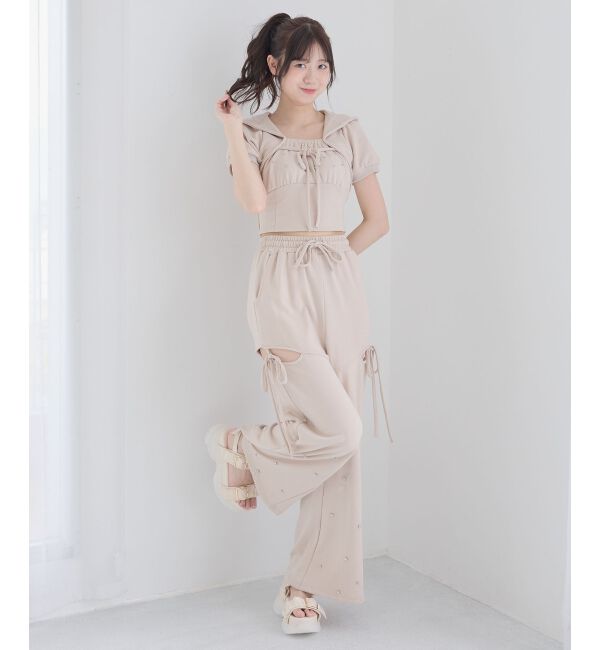  「フード付きキラキラスウェットトップス」|Tシャツ・カットソー|
