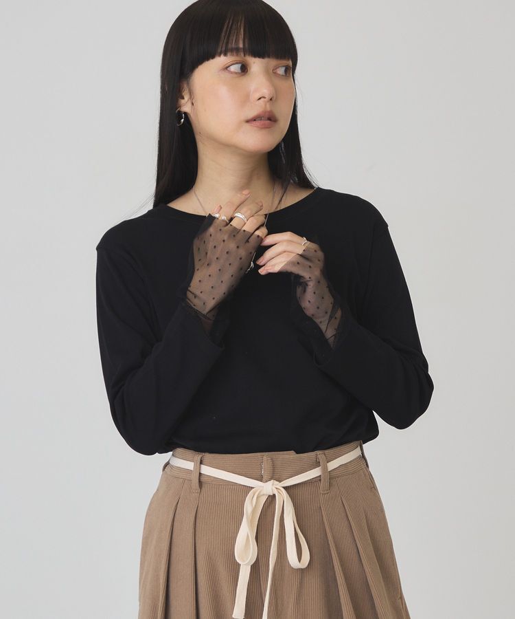 AMERICAN HOLIC「袖チュールドッキングプルオーバー」|Tシャツ・カットソー|