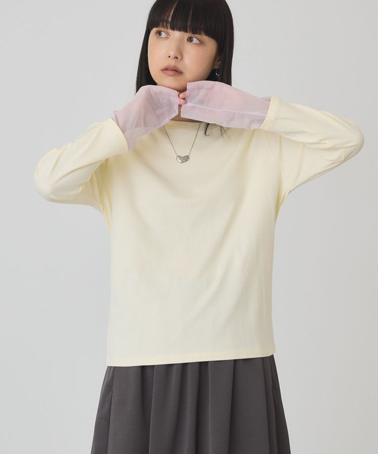 AMERICAN HOLIC「袖チュールドッキングプルオーバー」|Tシャツ・カットソー|