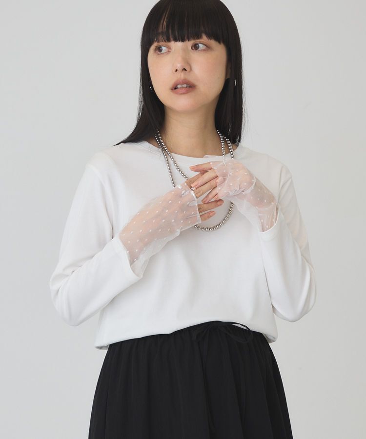 AMERICAN HOLIC「袖チュールドッキングプルオーバー」|Tシャツ・カットソー|
