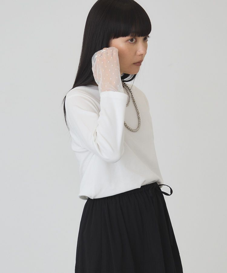 AMERICAN HOLIC「袖チュールドッキングプルオーバー」|Tシャツ・カットソー|