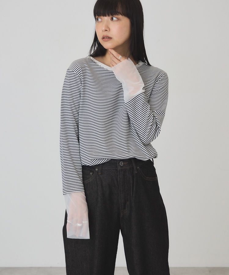 AMERICAN HOLIC「袖チュールドッキングプルオーバー」|Tシャツ・カットソー|