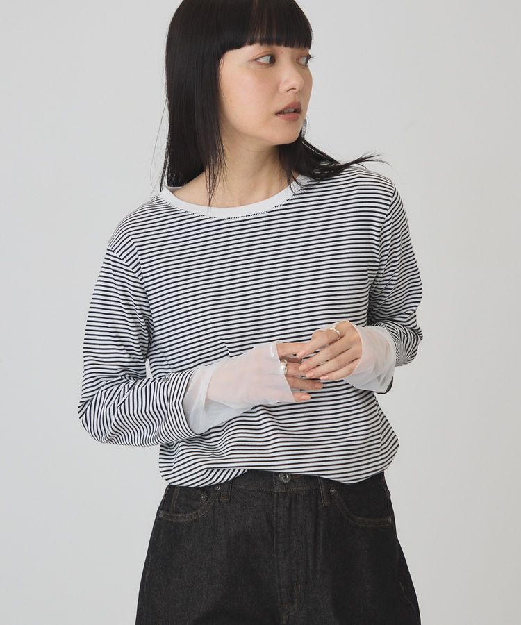 AMERICAN HOLIC「袖チュールドッキングプルオーバー」|Tシャツ・カットソー|Border
