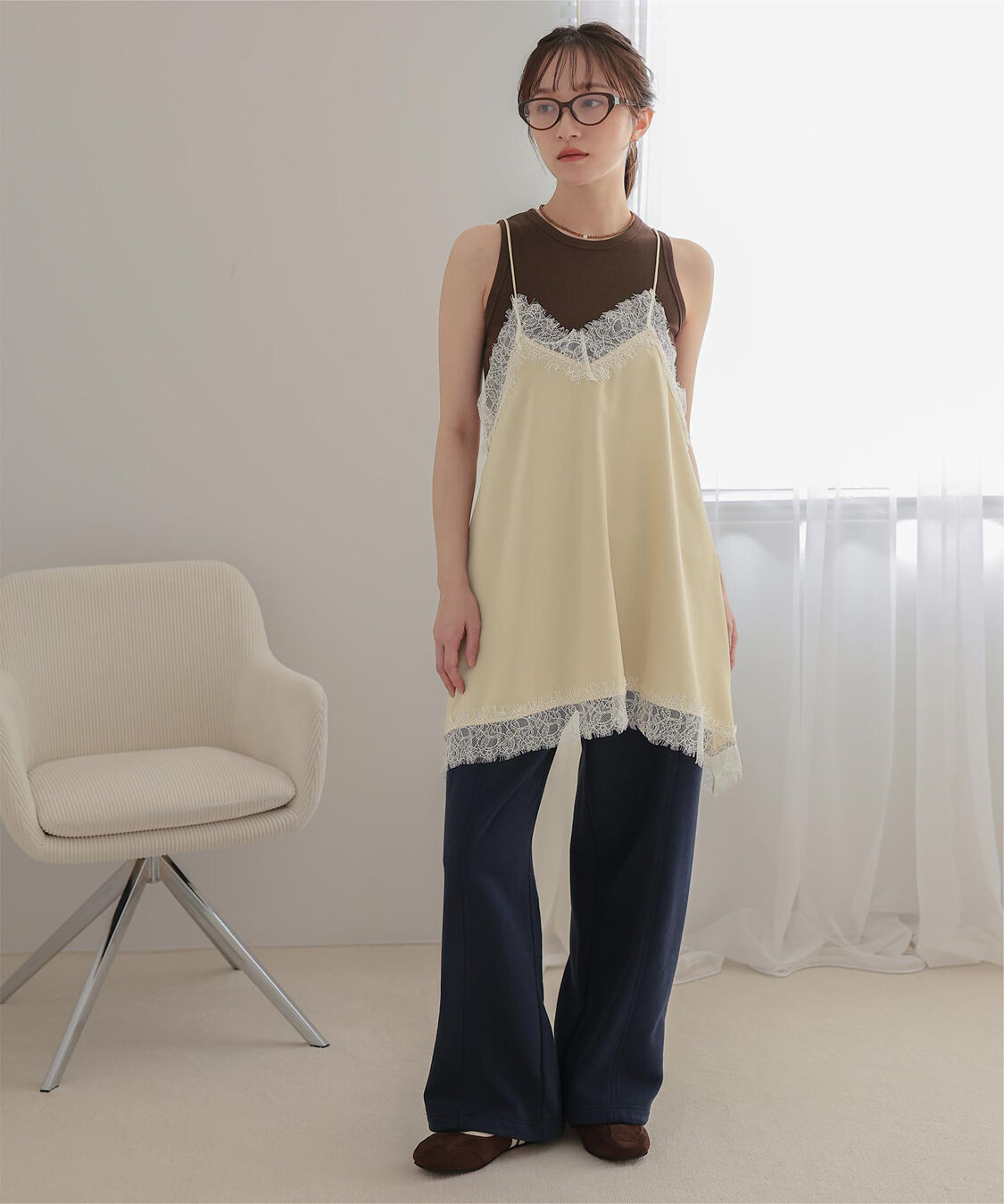 miette「マットサテンレースキャミワンピース」|ワンピース|