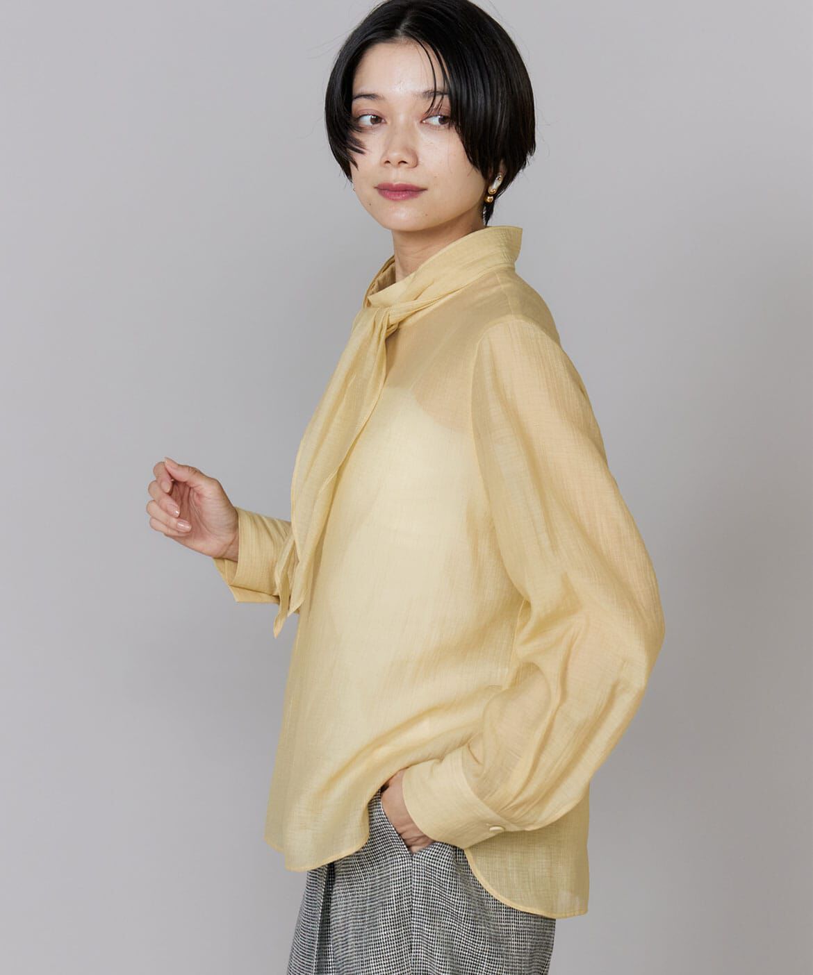 INED「《大きいｻｲｽﾞ》2WAYﾎﾞｳﾀｲｼｱｰﾌﾞﾗｳｽ | 1枚でﾄﾚﾝﾄﾞ感  」|シャツ・ブラウス|