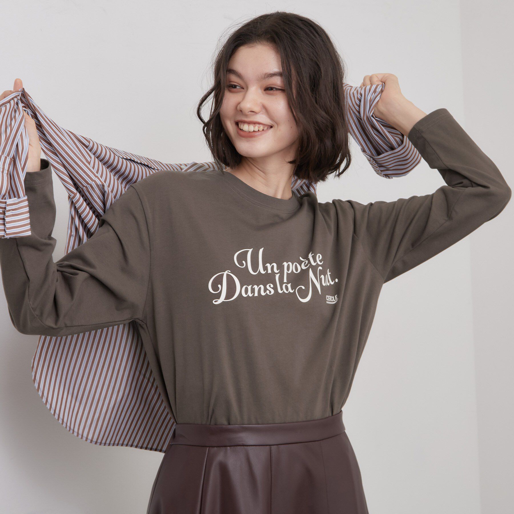 OPAQUE.CLIP「ロゴアソートロングTシャツ【洗濯機OK】」|Tシャツ・カットソー|ブラウン(044)