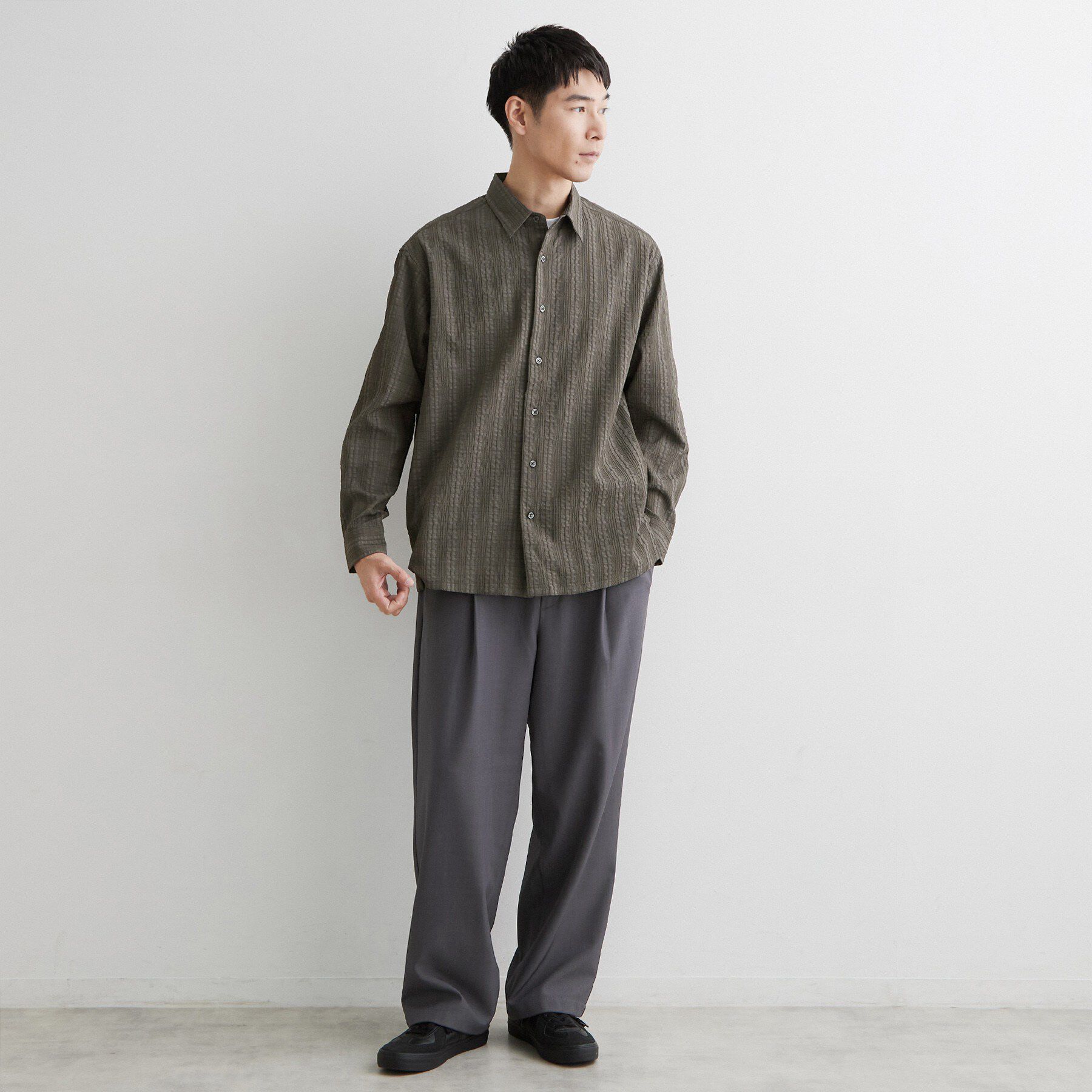 THE SHOP TK「【洗濯機OK】格子織 長袖シャツ」|シャツ・ブラウス|