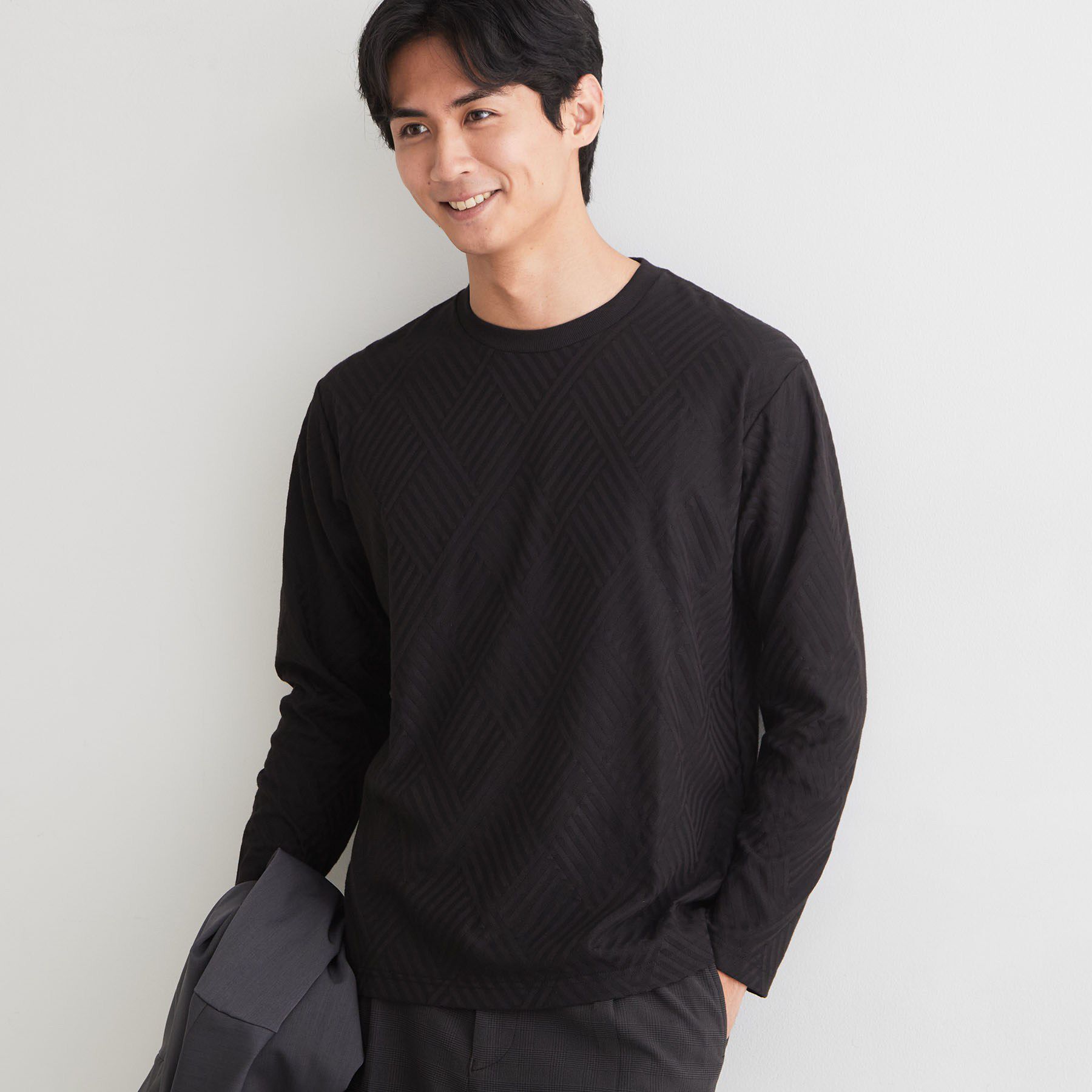 THE SHOP TK「【ジャケットスタイルにも◎】リンクス柄 長袖Tシャツ」|Tシャツ・カットソー|