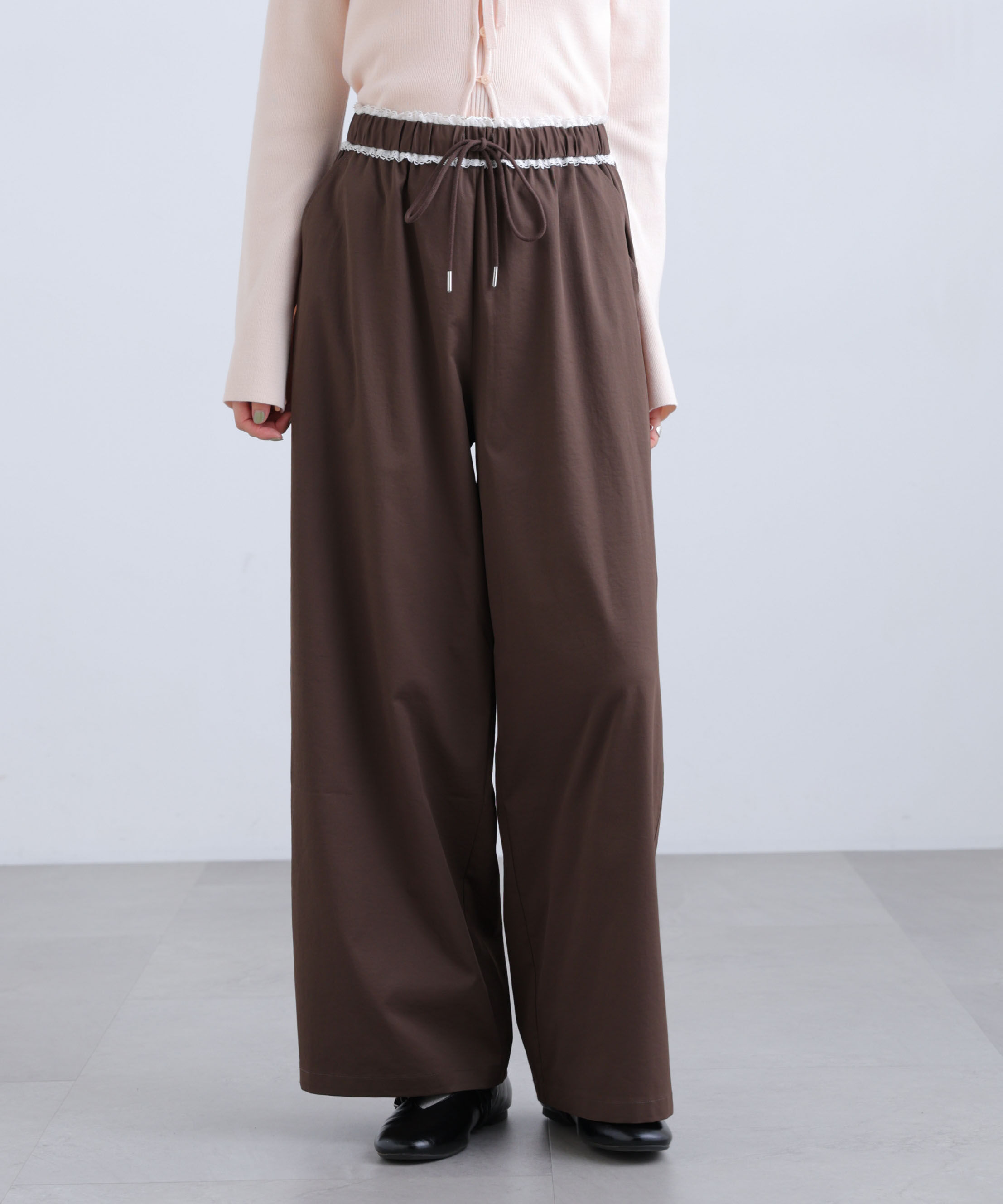  「ウエストレースワイドストレートパンツ」|その他|