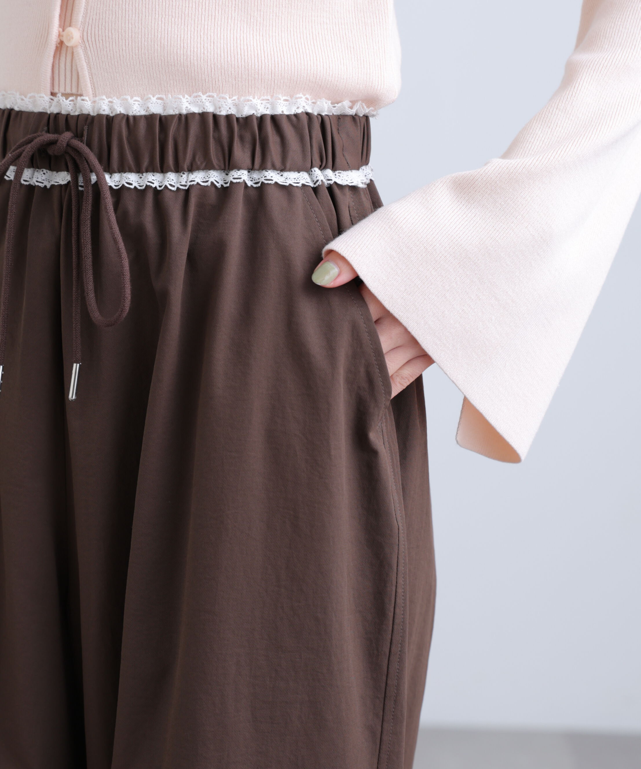  「ウエストレースワイドストレートパンツ」|その他|