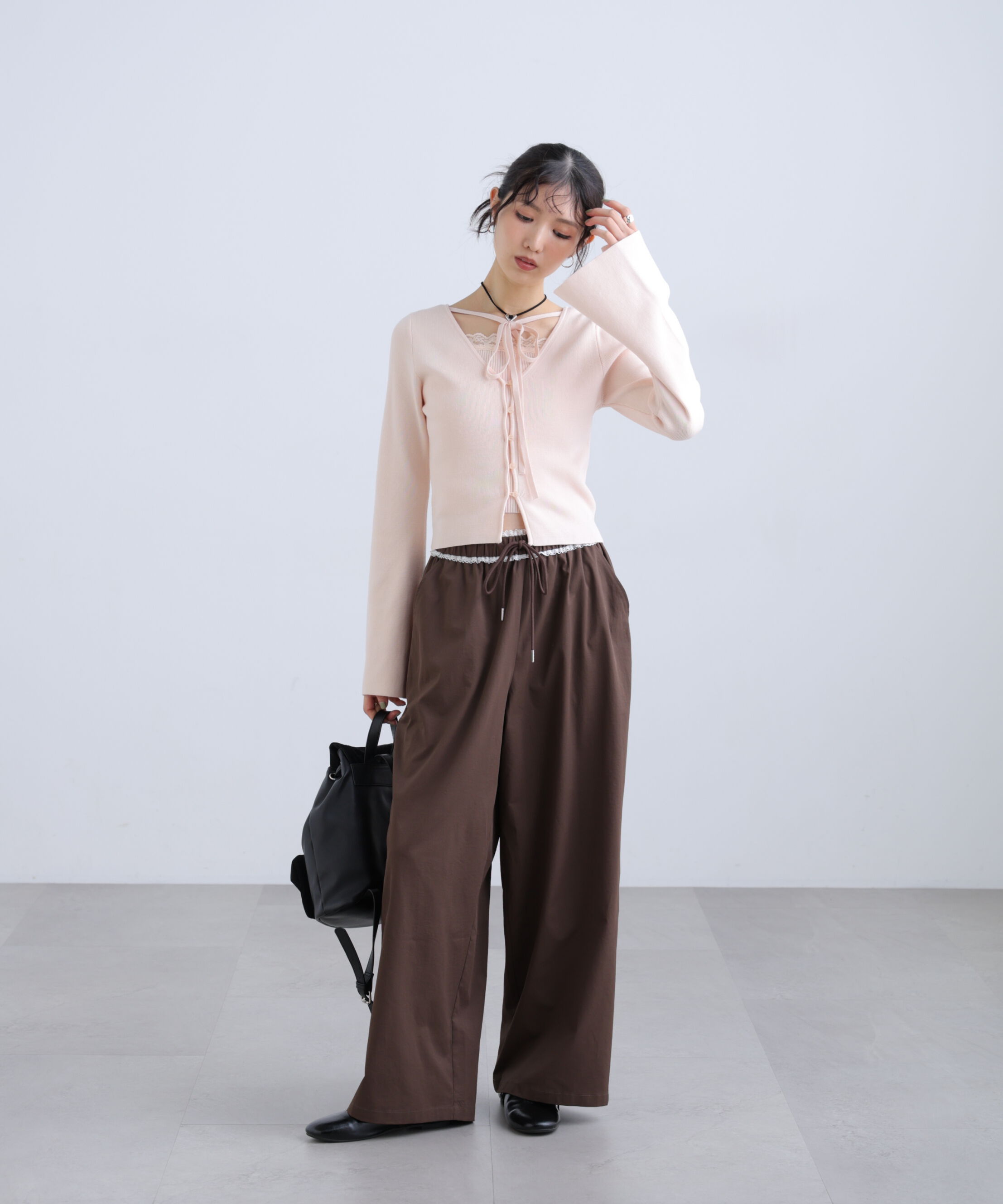  「ウエストレースワイドストレートパンツ」|その他|