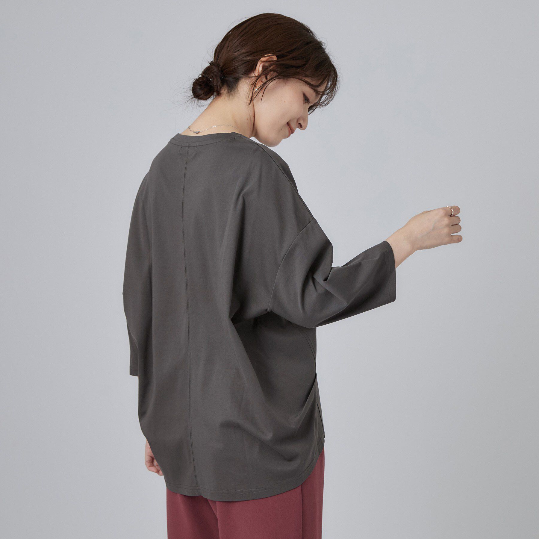 SHOO･LA･RUE「【ひんやり／吸水速乾】クールドライコットン 綿100％ ドルマン5分袖トップス」|Tシャツ・カットソー|