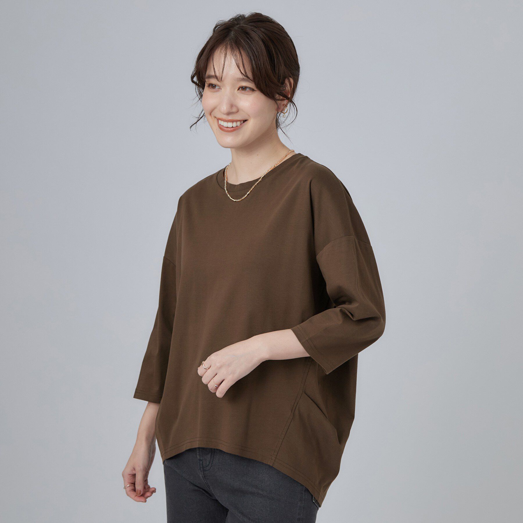 SHOO･LA･RUE「【ひんやり／吸水速乾】クールドライコットン 綿100％ ドルマン5分袖トップス」|Tシャツ・カットソー|
