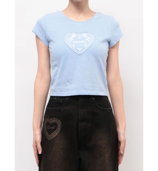 EMODA「エンブレムハートパッチTシャツ」|Tシャツ・カットソー|ブルー