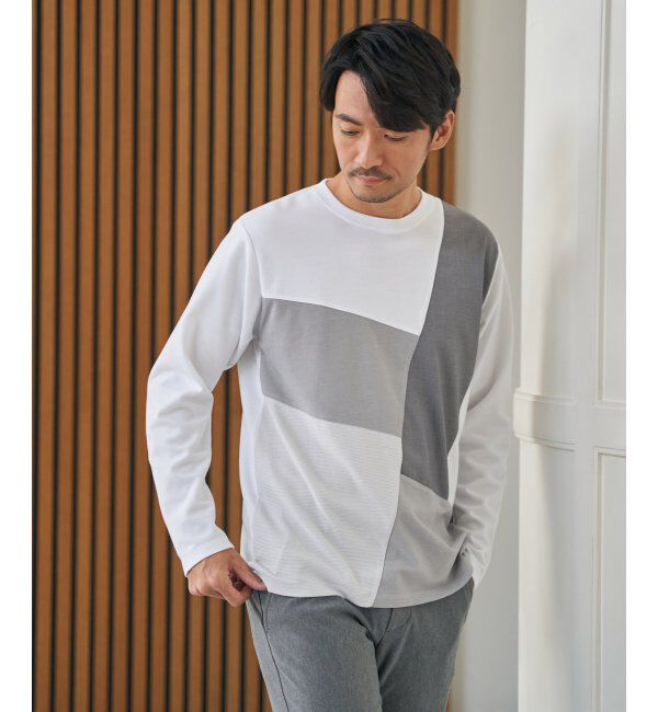 ikka「ブロックスポンチ切り替えロンT」|Tシャツ・カットソー|