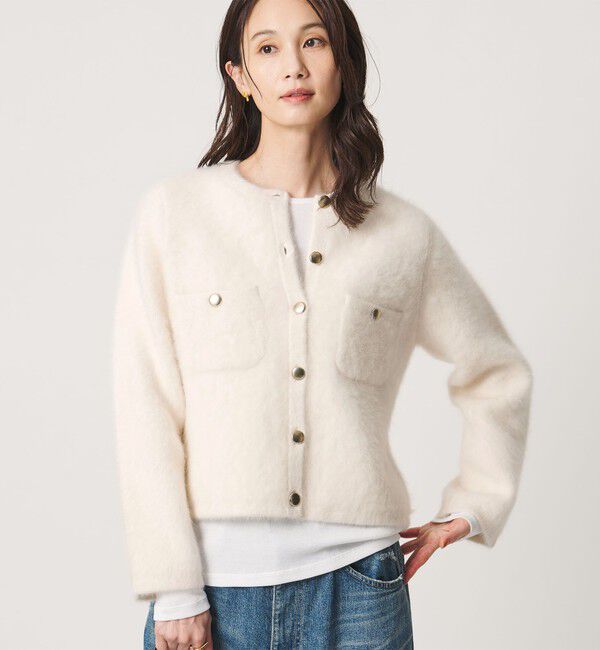 UNITED ARROWS「フォックスカシミヤ クルーネック ジャケット カーディガン」|カーディガン|