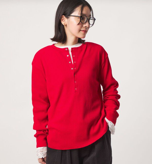 UNITED ARROWS green label relaxing「【WEB限定】＜at ease＞ワッフル ヘンリーネック ロングスリーブ カットソー」|Tシャツ・カットソー|