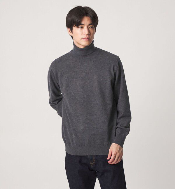 UNITED ARROWS green label relaxing「【WEB限定】JUST fit ハイゲージ ジャケイン タートルネック ニット」|ニット・セーター|