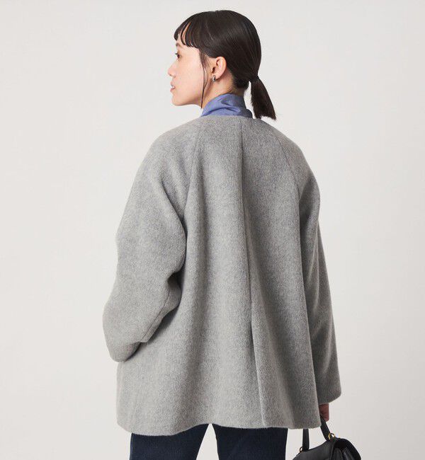 UNITED ARROWS green label relaxing「［size SHORTあり］アンゴラビーバー ミドルコート」|ノーカラーコート|