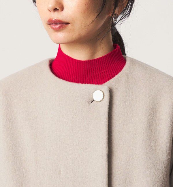 UNITED ARROWS green label relaxing「［size SHORTあり］アンゴラビーバー ミドルコート」|ノーカラーコート|