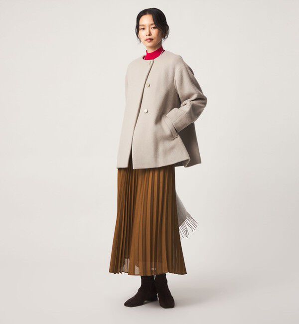 UNITED ARROWS green label relaxing「［size SHORTあり］アンゴラビーバー ミドルコート」|ノーカラーコート|